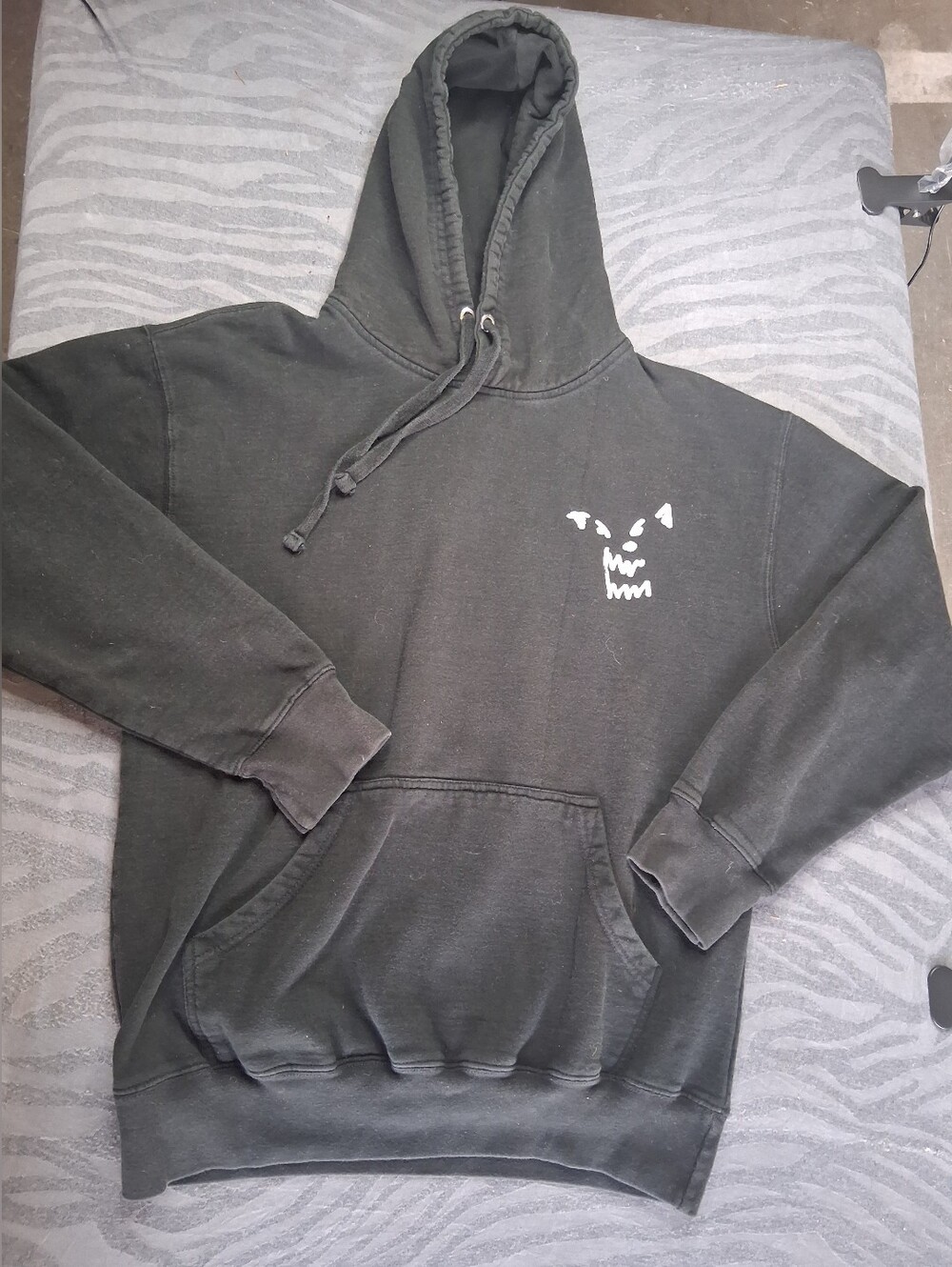 Russ Black Hoodie with Small White Monster Graphic